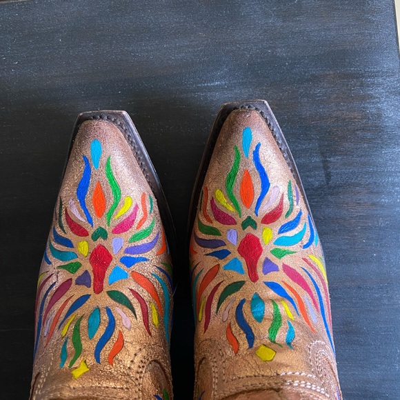 Corral Gold Genuine Leather Laser Hand Painted Cowboy Boots. FREE SHIPPING - Picture 5 of 13